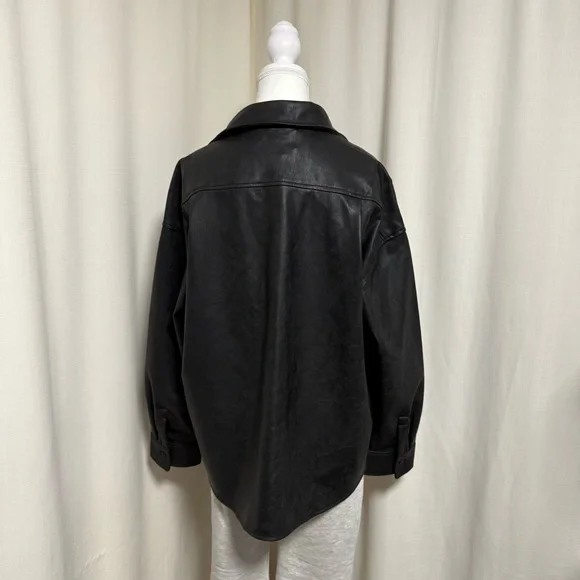 Vegan Leather Button-Up Shirt - Picture 4 of 6